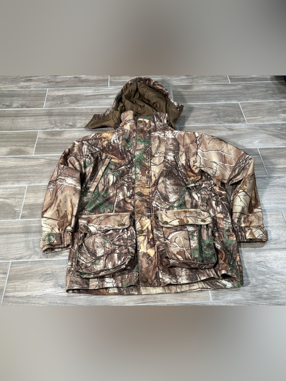 Vintage Real Tree Removable Hood Huntings Cabela's Camo Jacket Boys Large